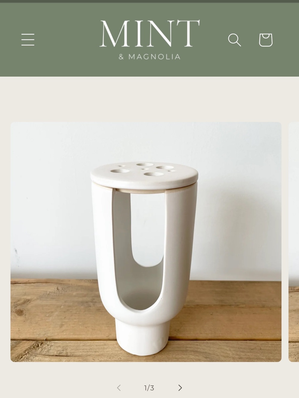 The Floral Society Ceramic Flower Frog Vase Matte White Vase